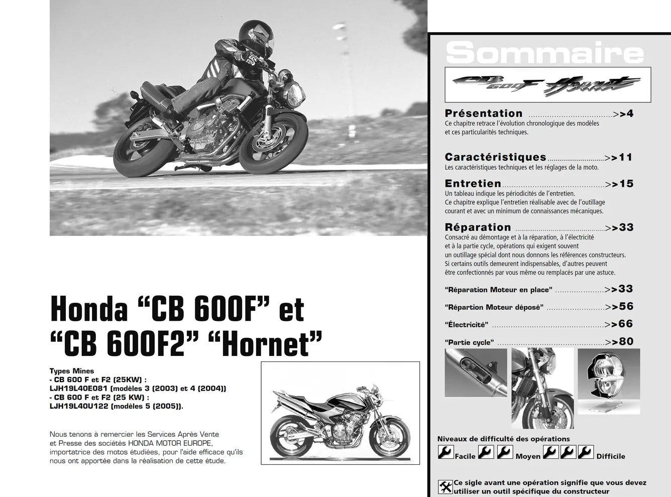Honda CB 600F Hornet (2003 - 2005) - Suzuki DL 650 V-Strom (2004 - 2005) - Revue Technique