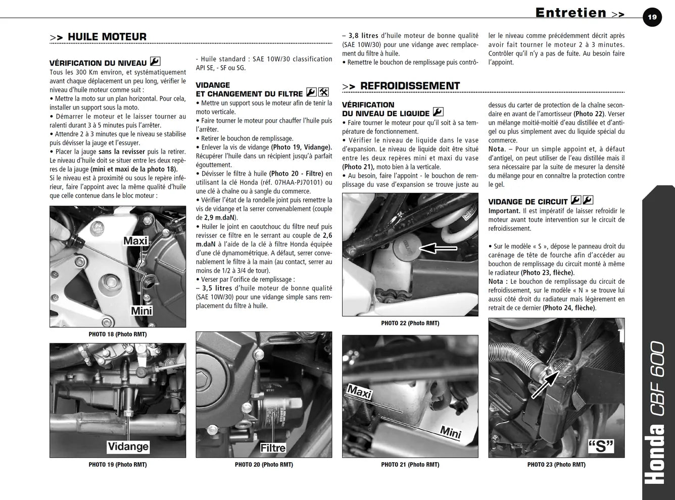 Honda CBF 600 (2003 - 2005) - Kawasaki Z 750 (2003 - 2005) - Revue Technique
