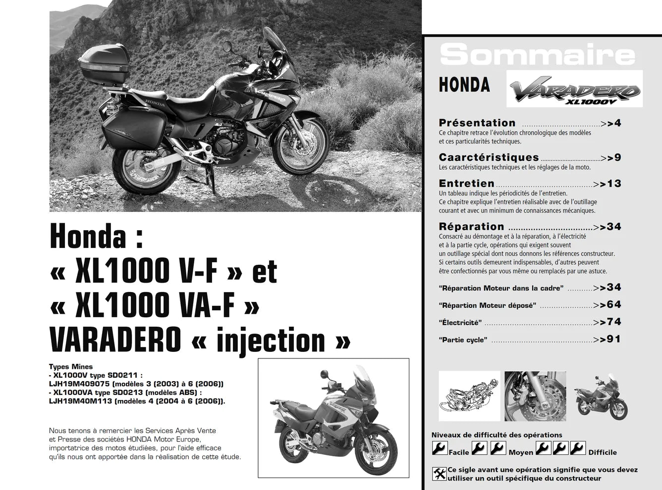 Honda XL 1000 V Varadero (2003 - 2006) - Yamaha XP 500 T-Max (2004 - 2007) - Revue Technique
