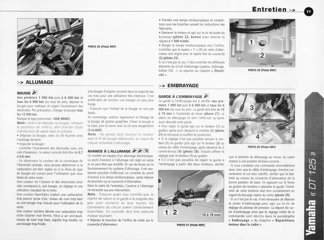 Yamaha DT 125 RE / X (2004 - 2006) - Triumph 790 / 865cc (2001 - 2006) - Revue Technique