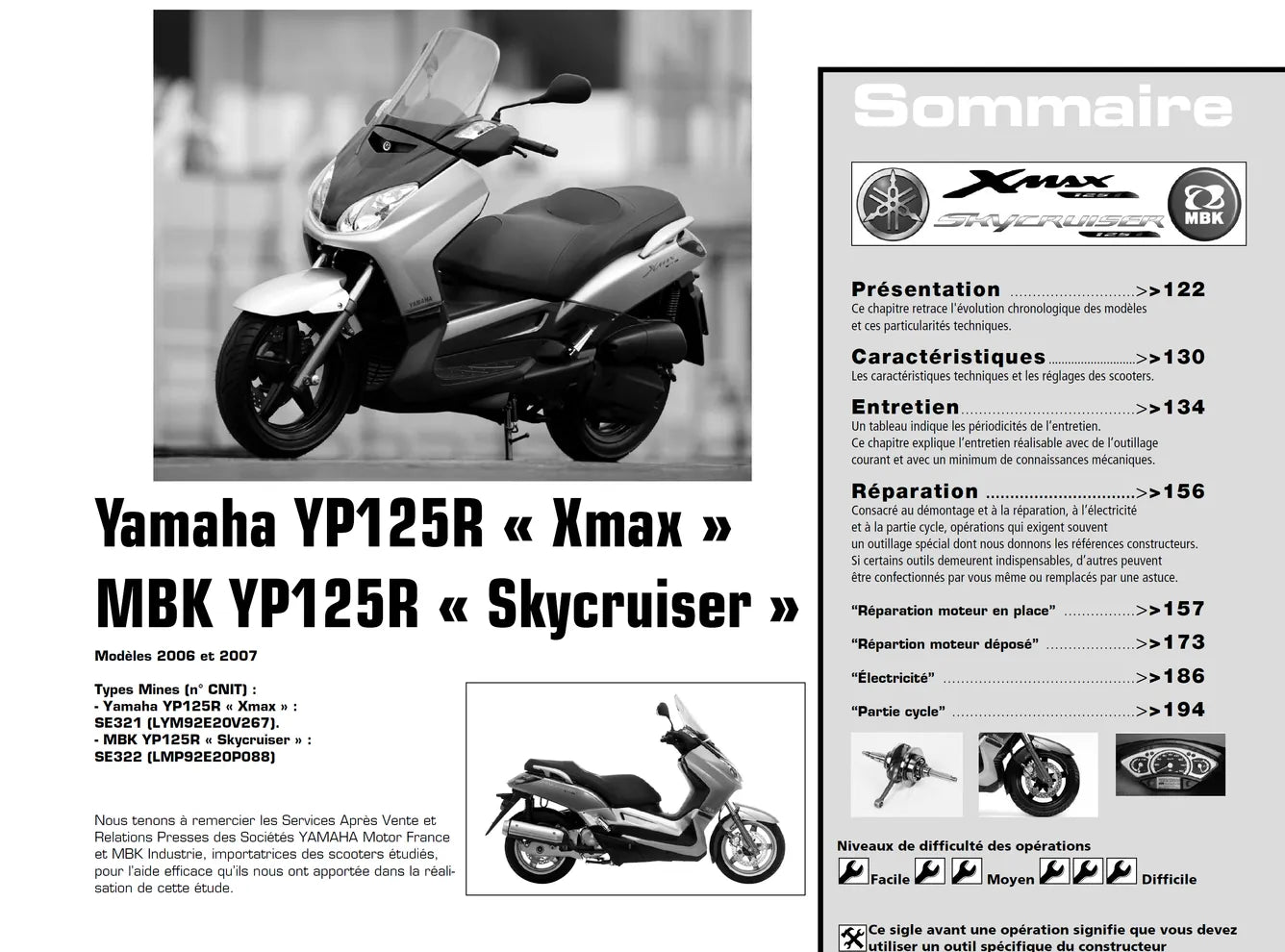 MBK Skycruiser et Yamaha Xmax YP125R (2006 - 2007) - Suzuki GSR 600 (2006 - 2007) - Revue Technique