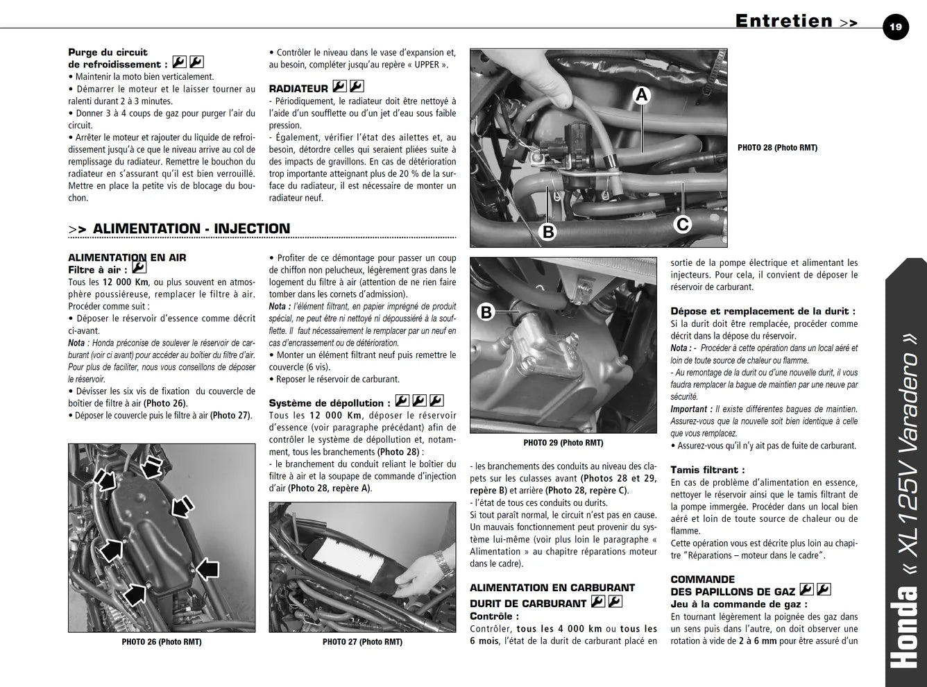 Honda XL 125 V Varadero (2007 - 2008) - Suzuki GSF 650 Bandit (2007 - 2008) - Revue Technique