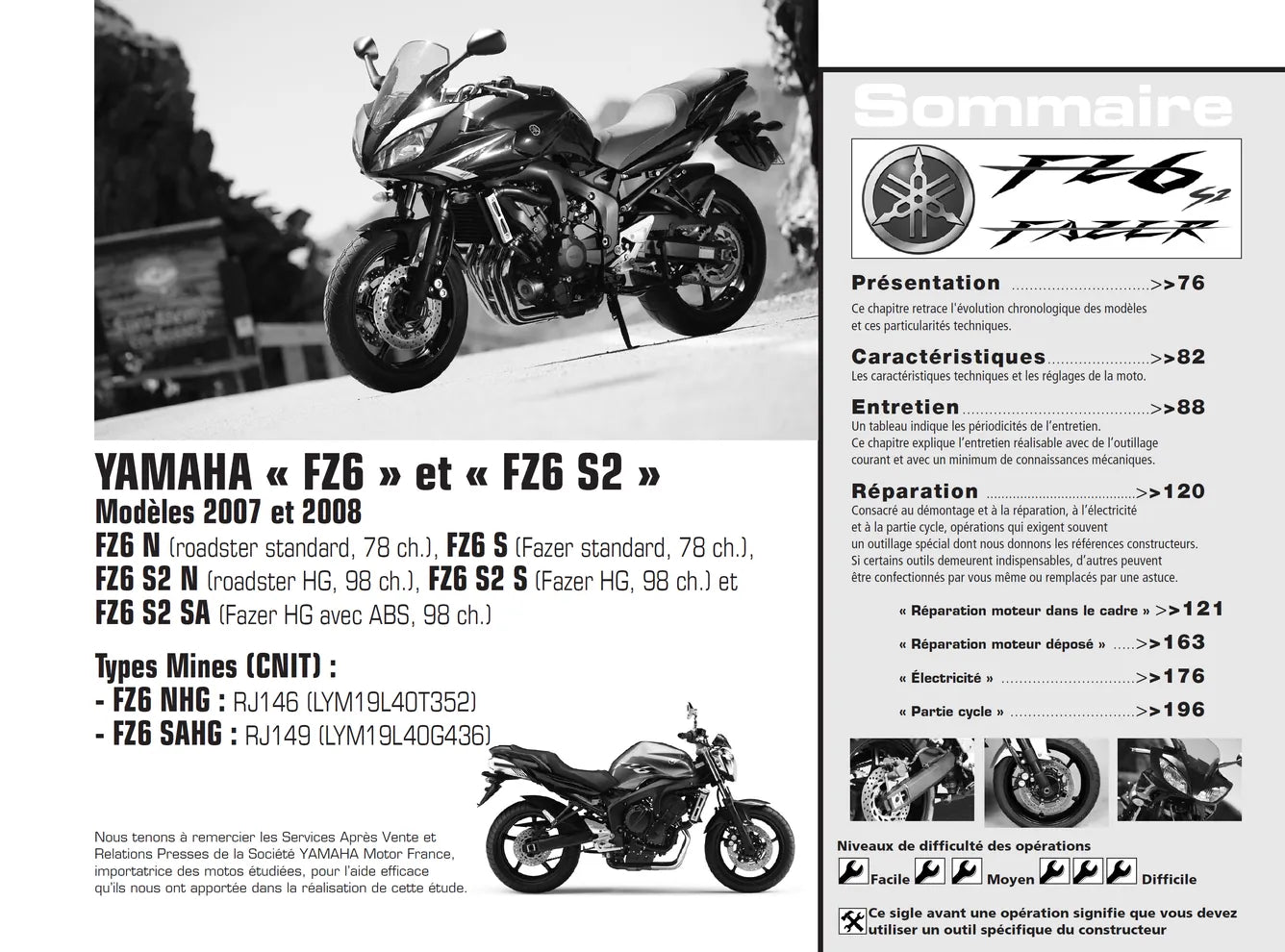 Suzuki RV125 (2007 - 2009) - Yamaha FZ6N / FZ6S (2007 - 2008) - Revue Technique