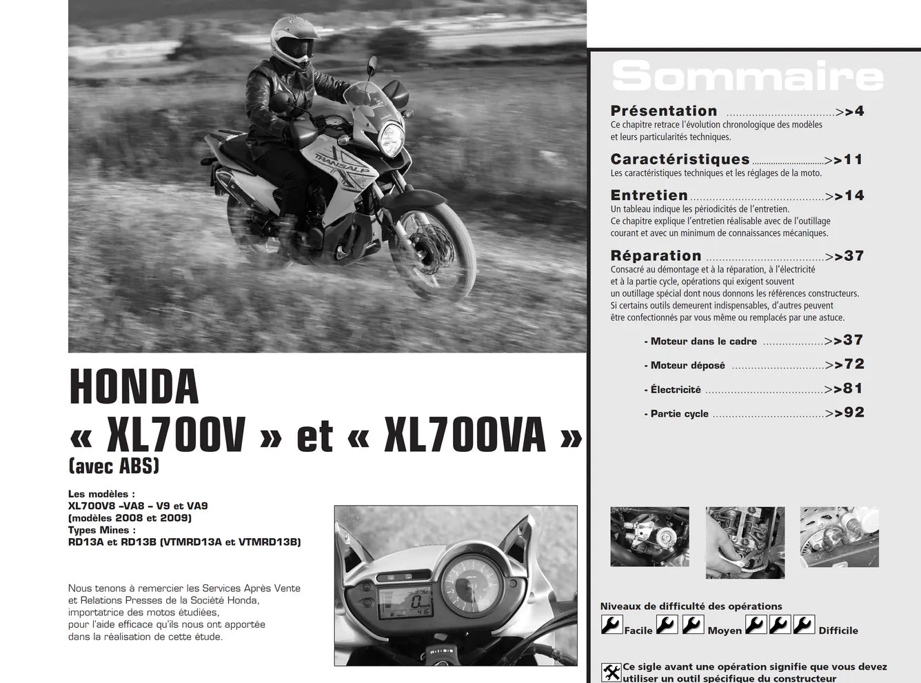 Yamaha XP500 T-Max (2008 - 2009) - Honda XL700V Transalp (2008 - 2009) - Revue Technique