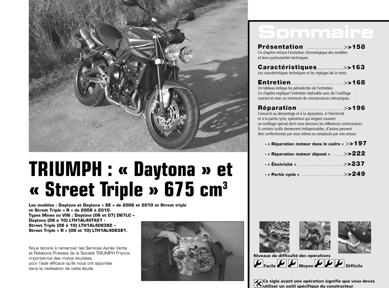 Triumph Street Triple & Daytona 675 (2006 - 2010) - Kawasaki Z1000 (2007 - 2009) - Revue Technique