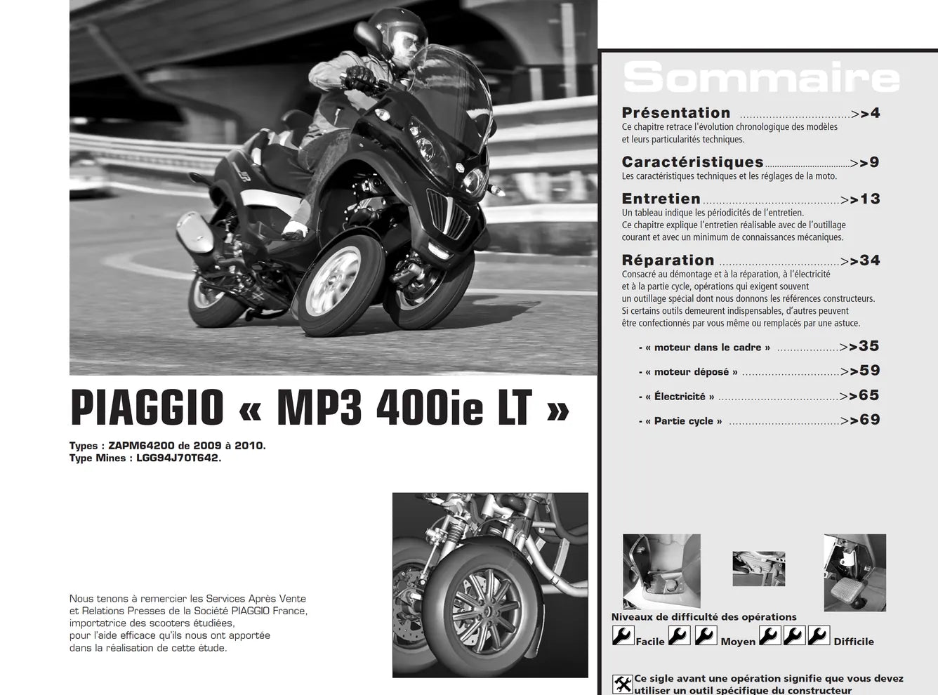 Yamaha XJ6 N et Diversion (2009 - 2010) - Piaggio MP3 400ie LT (2008 - 2010) - Revue Technique
