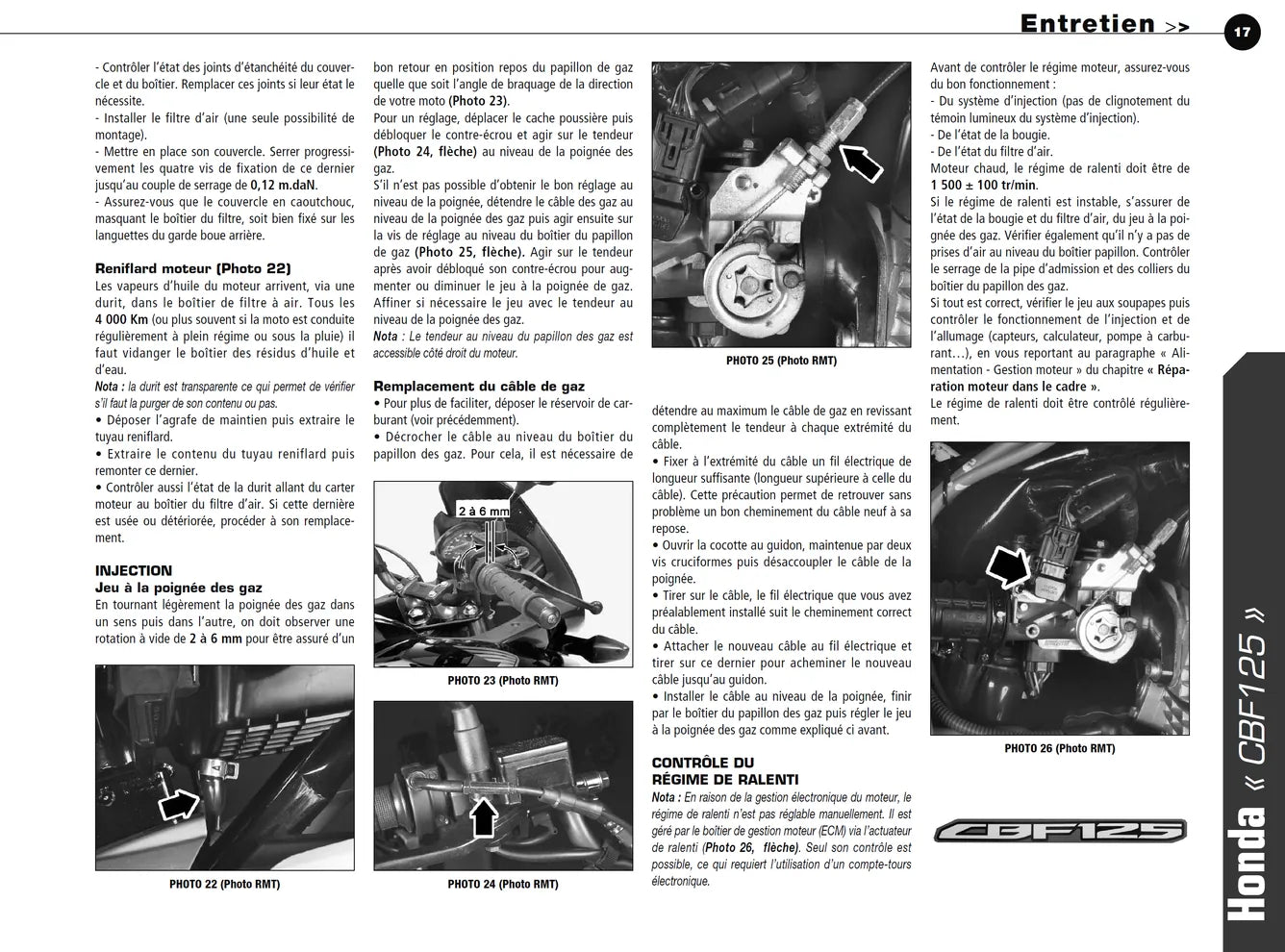 Honda CBF 125 (2009 - 2010) - Suzuki GSF Bandit / GSX 1250 (2007 - 2010) - Revue Technique