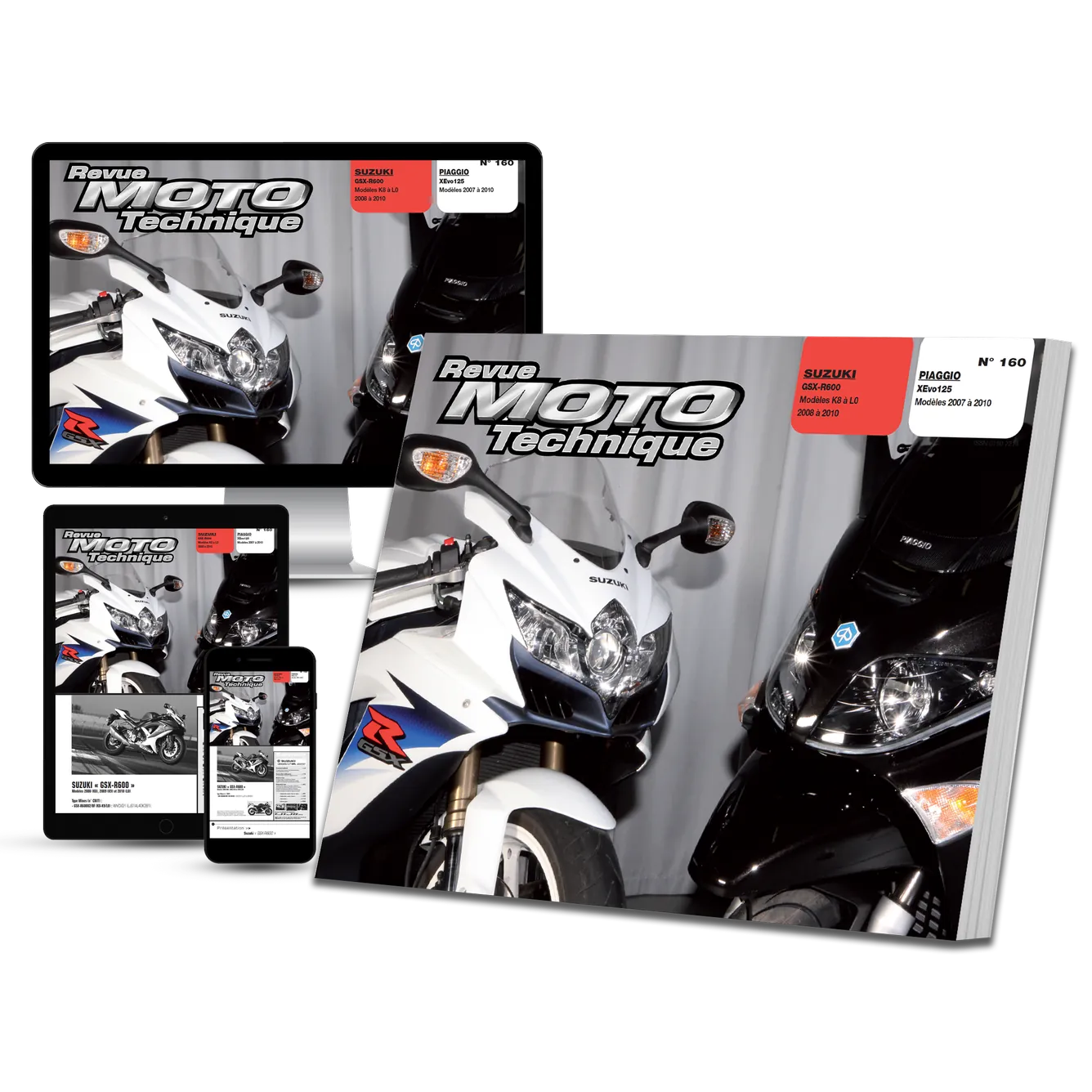 Piaggio XEvo 125 (2007 - 2010) - Suzuki GSX-R 600 (2008 - 2010) - Revue Technique