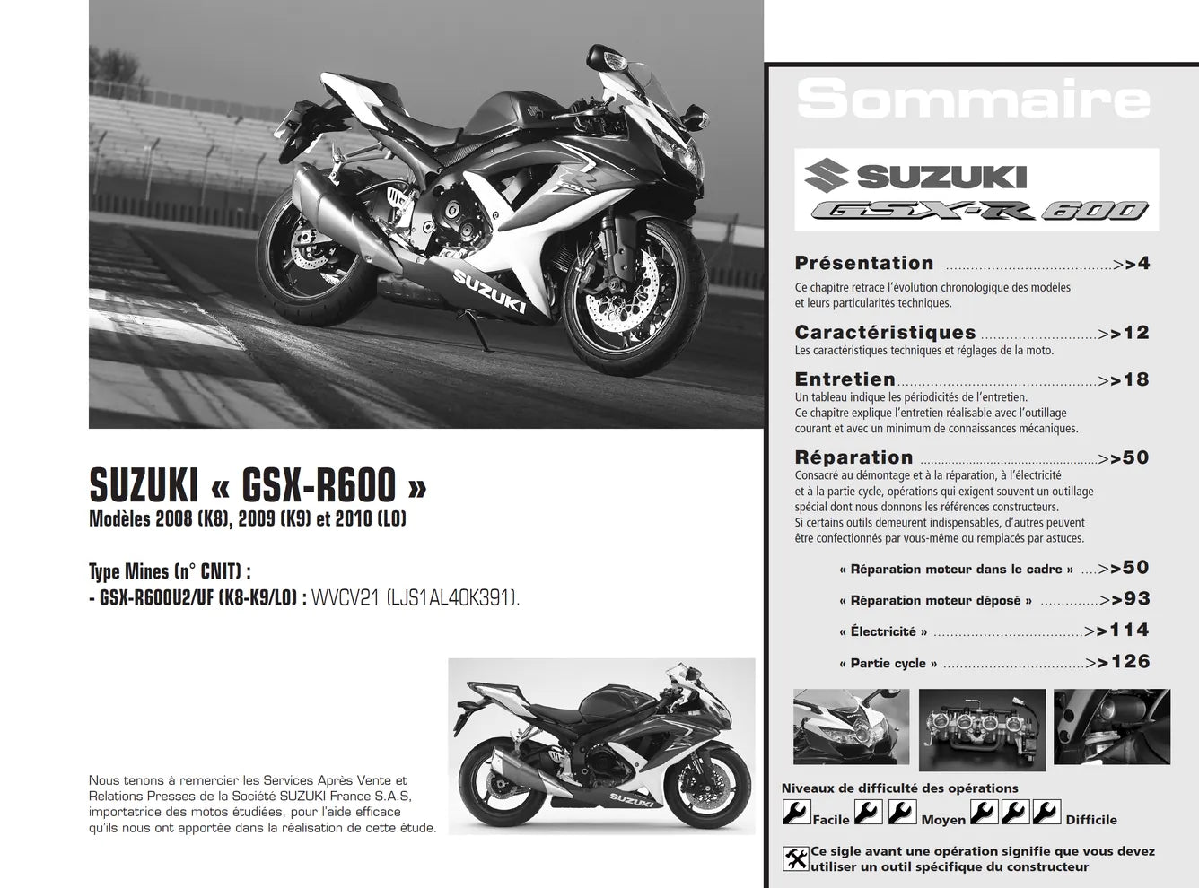 Piaggio XEvo 125 (2007 - 2010) - Suzuki GSX-R 600 (2008 - 2010) - Revue Technique