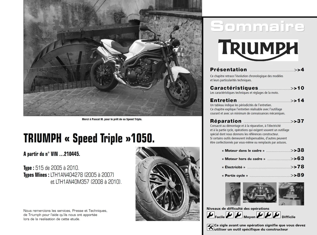 Yamaha X-Max - MBK Skycruiser 125 (2010 - 2011) - Triumph Speed Triple 1050 (2005 - 2010) - Revue Technique
