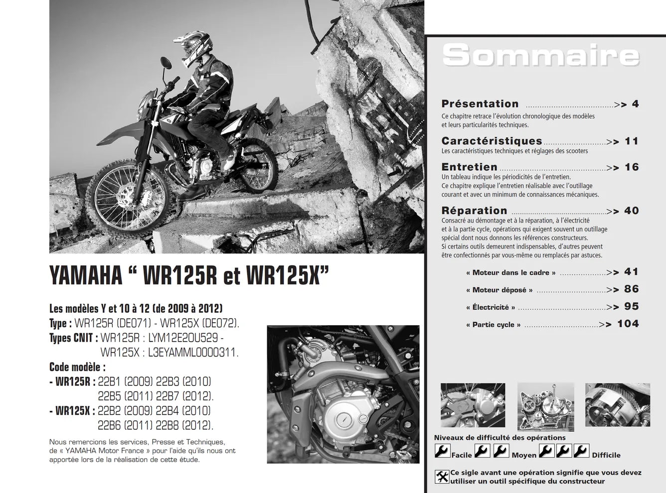 Yamaha WR125 (2009 - 2012) - Kawasaki Z 1000 (2010 - 2011) - Revue Technique