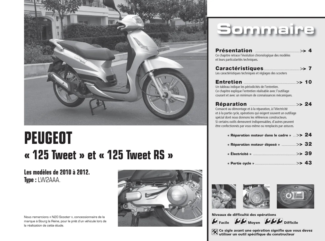Peugeot 125 Tweet (2010 - 2012) - Yamaha FZ8 (2010 - 2012) - Revue Technique