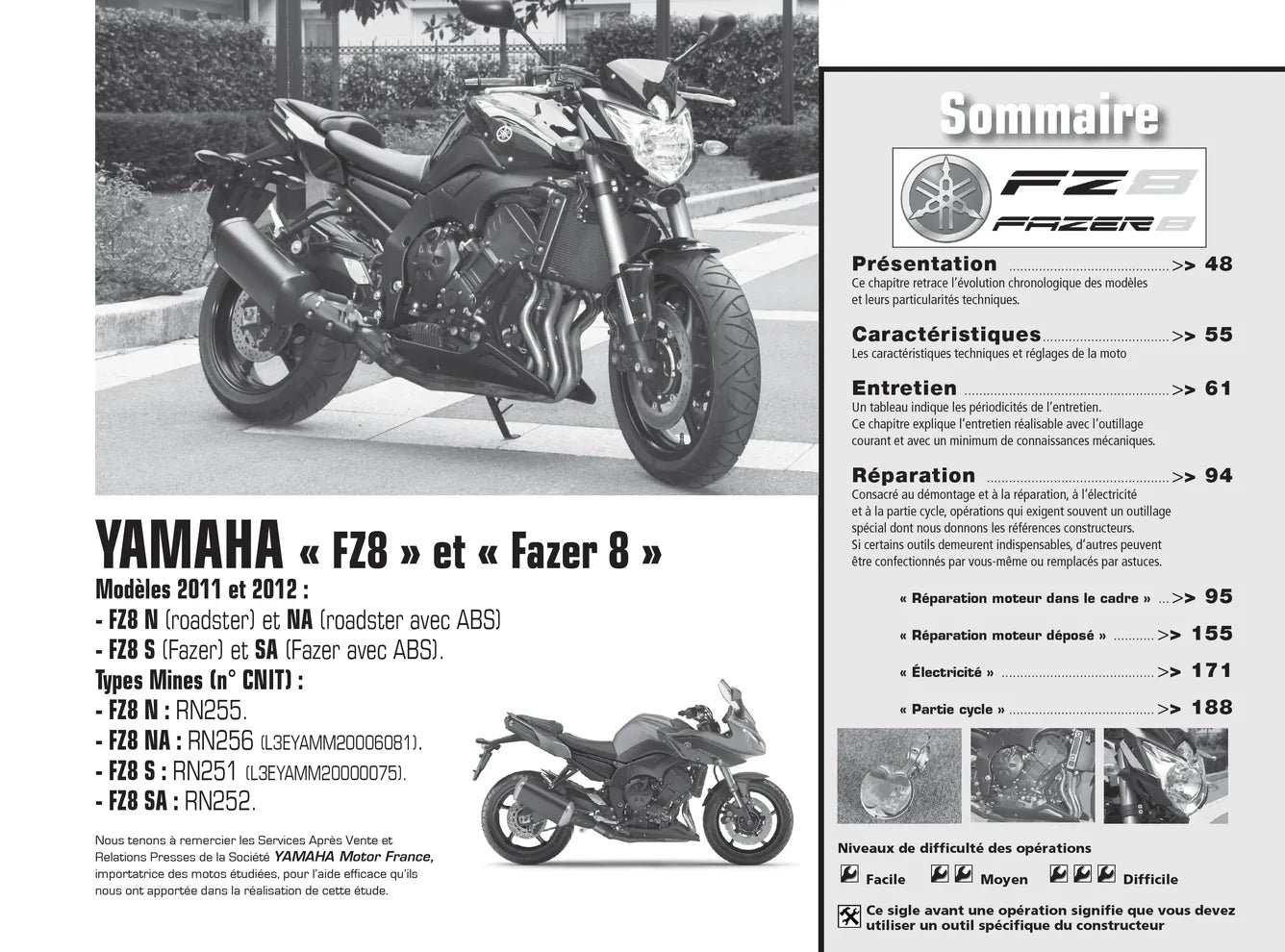 Peugeot 125 Tweet (2010 - 2012) - Yamaha FZ8 (2010 - 2012) - Revue Technique