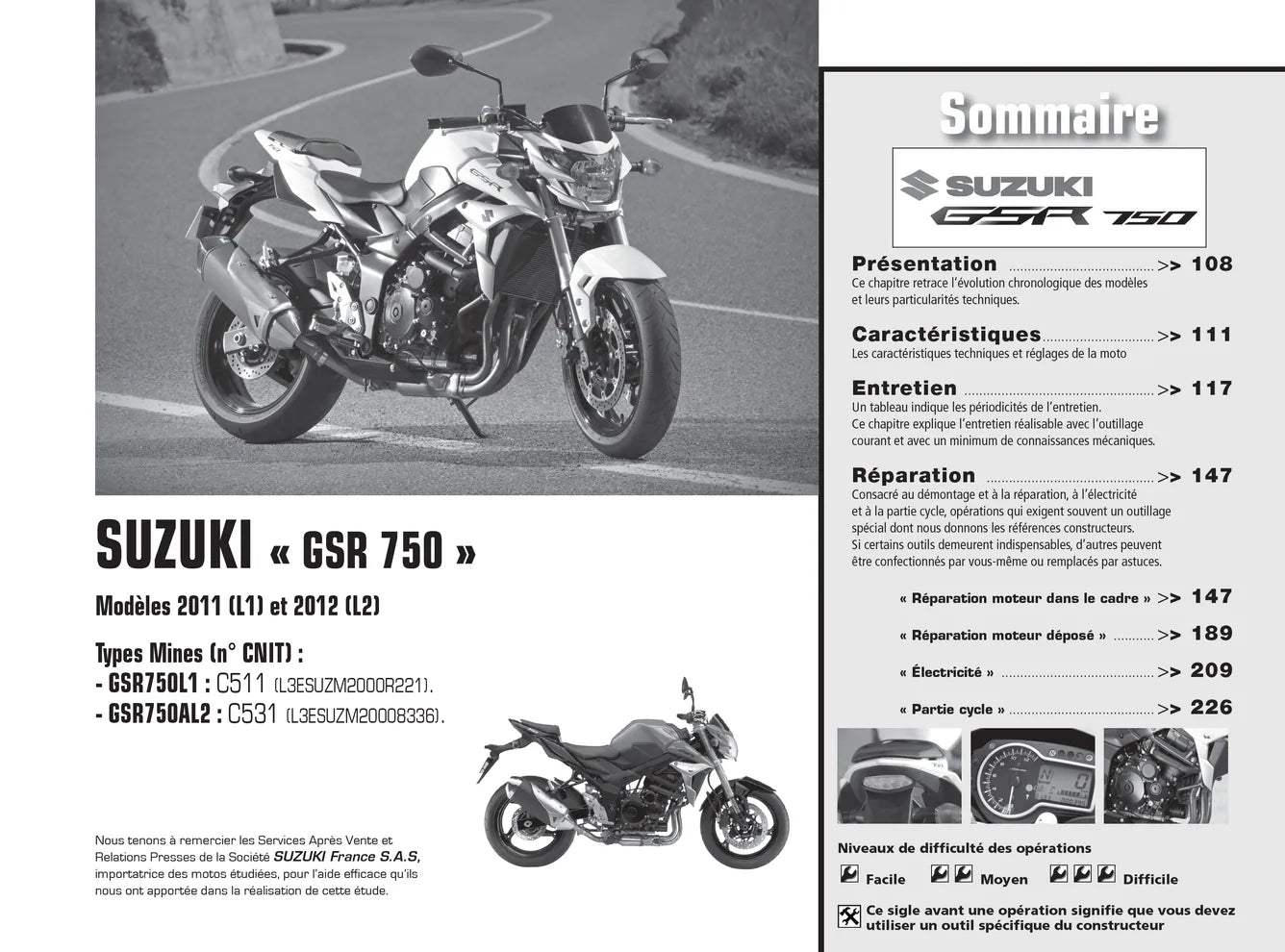 Suzuki GSR 750 (2011 - 2012) - Kawasaki ER-6 N/F (2009 - 2011) - Revue Technique