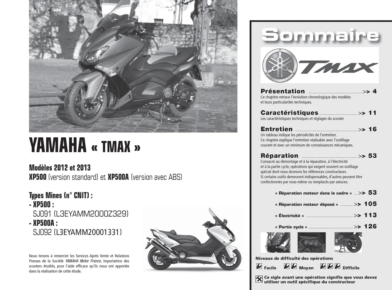 Triumph Speed Triple 1050 (2011 - 2013) - Yamaha XP500 T-Max 530 (2012 - 2013) - Revue Technique