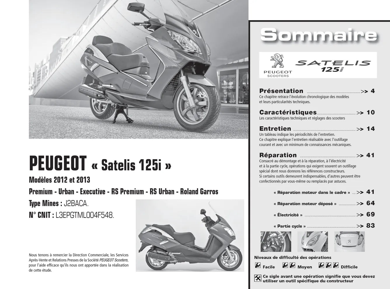 Peugeot Satelis 125i (2012- 2013) - Triumph Tiger 800 / 800XC (2011- 2013) - Revue Technique