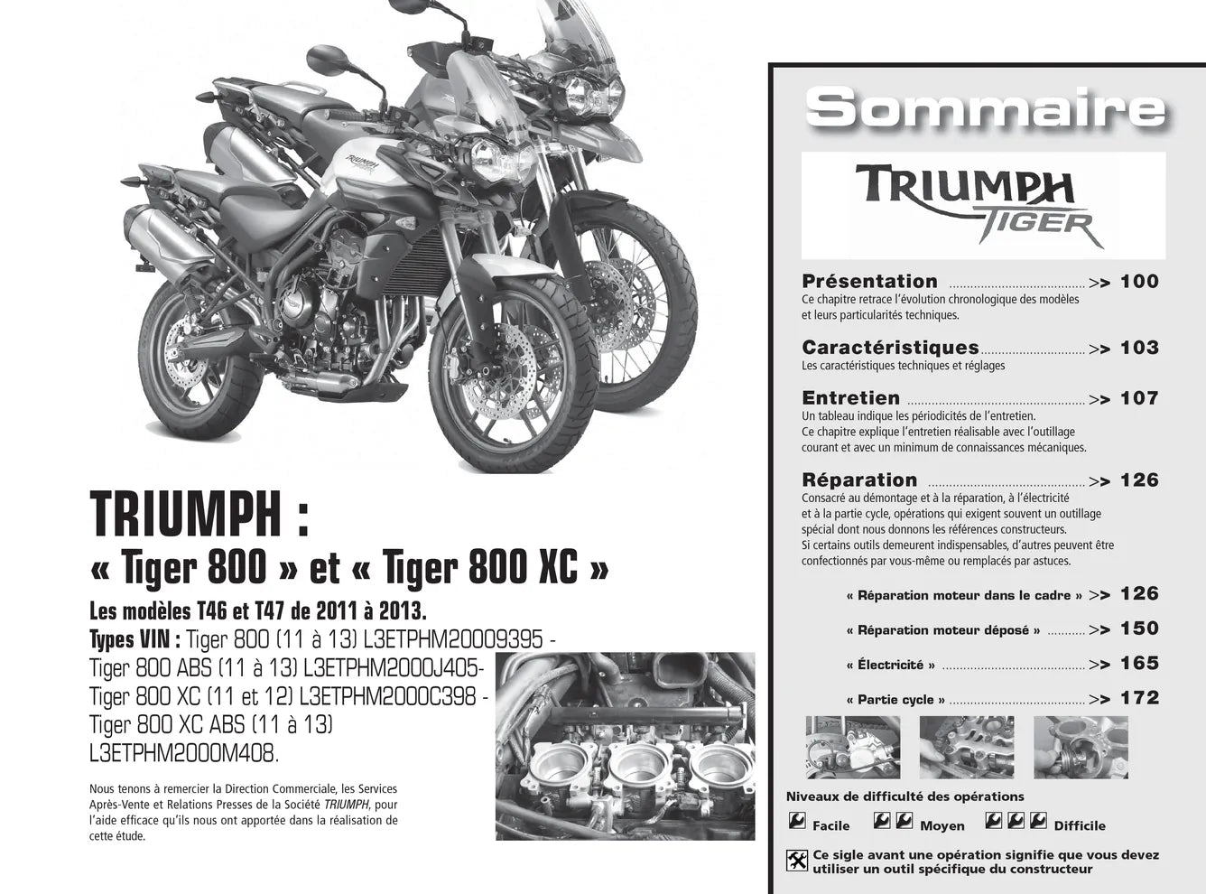 Peugeot Satelis 125i (2012- 2013) - Triumph Tiger 800 / 800XC (2011- 2013) - Revue Technique