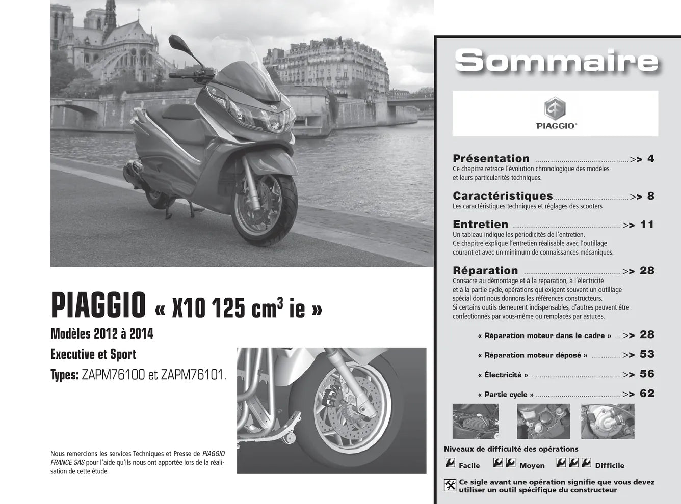 Suzuki DL650A (2011 - 2014) - Piaggio X10 125ie (2012 - 2014) - Revue Technique