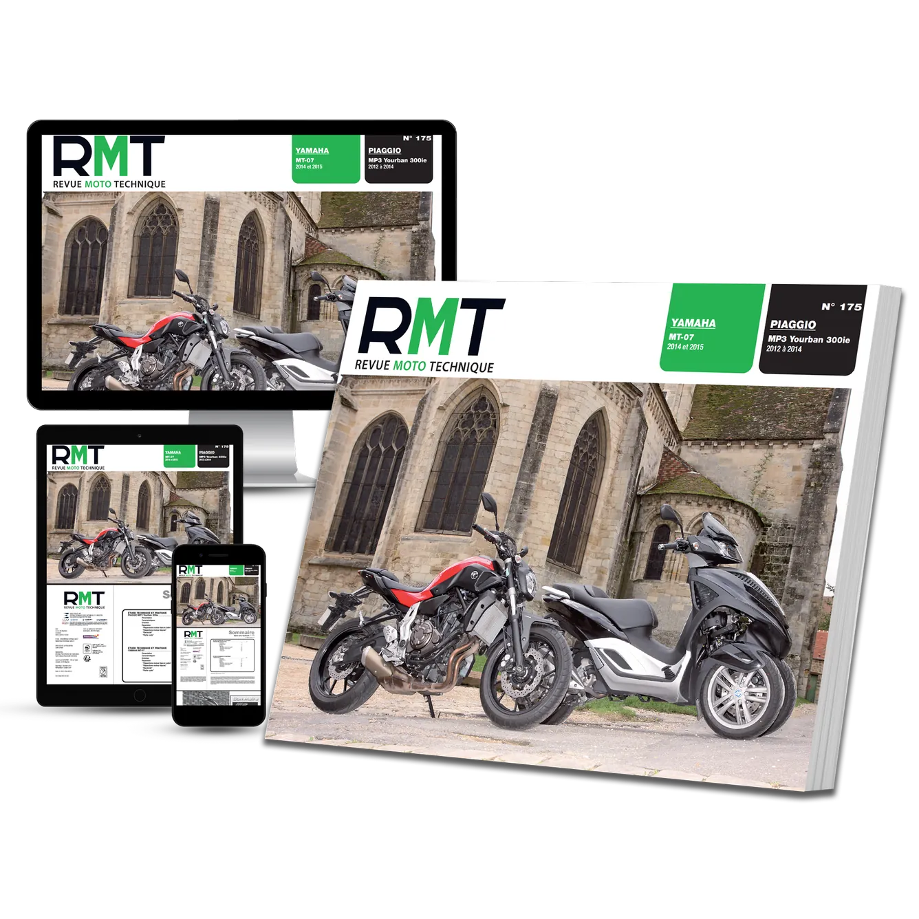 Piaggio MP3 Yourban 300ie (2012 - 2014) - Yamaha MT-07 (2014 - 2015) - Revue Technique