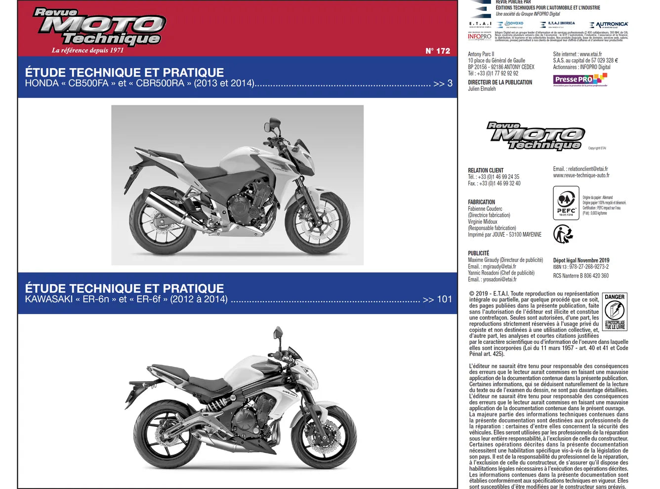 Honda CB / CBR 500 (2013 - 2014) - Kawasaki ER-6n/f 650 (2012 - 2014) - Revue Technique
