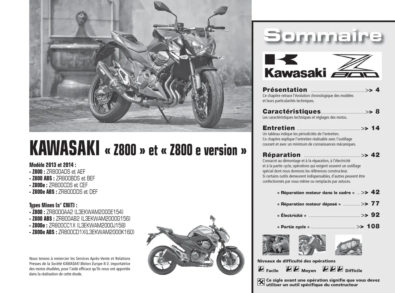 Kawasaki Z 800 (2013 - 2014) - Revue Technique