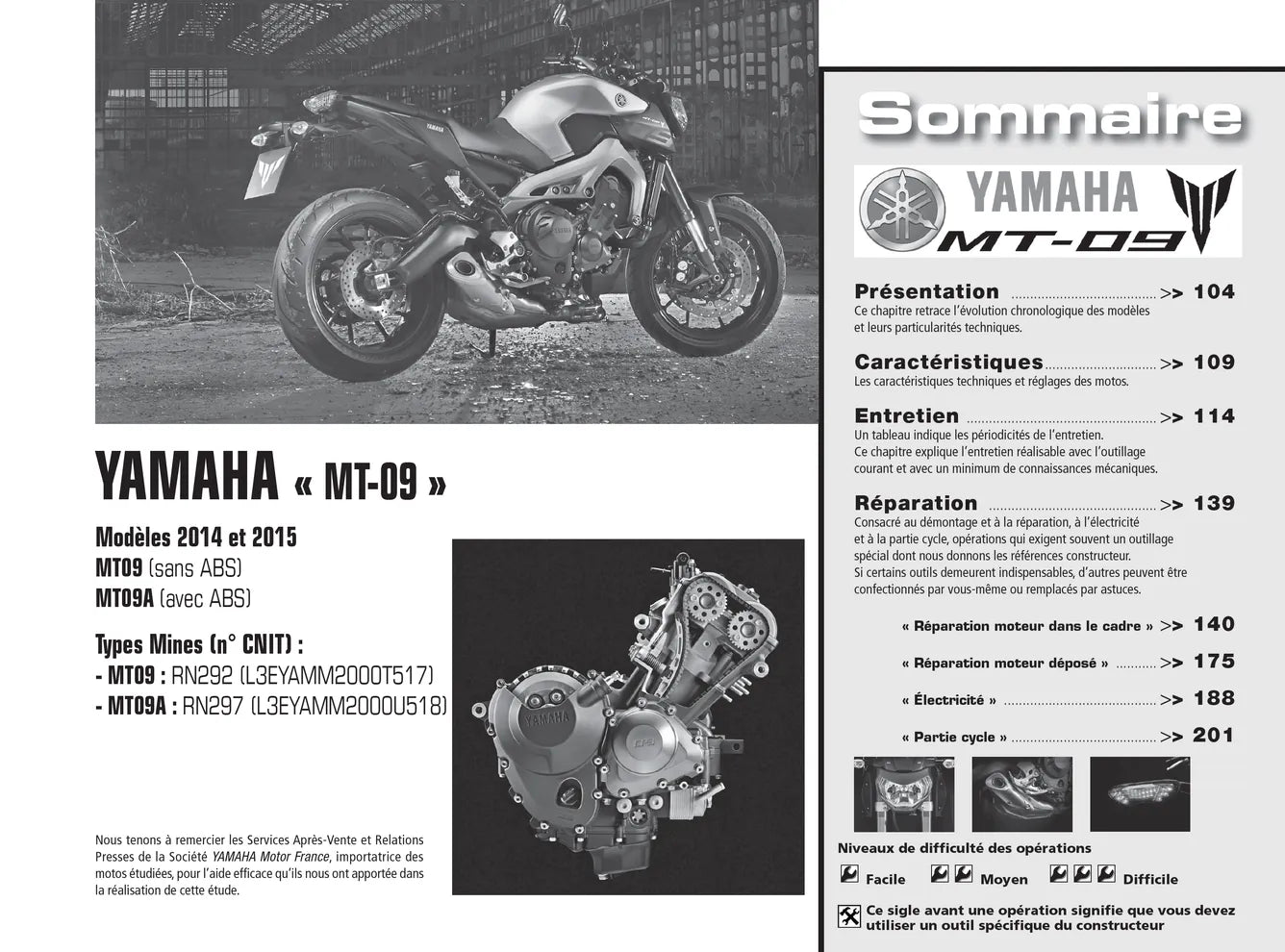 Suzuki 125 Burgman (2014 - 2015) - Yamaha MT-09 (2014 - 1015) - Revue Technique