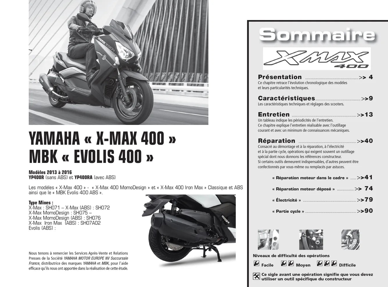 BMW R nineT (2014 - 2016) - Yamaha X-max & MBK Evolis 400 (2013 - 2016) - Revue Technique