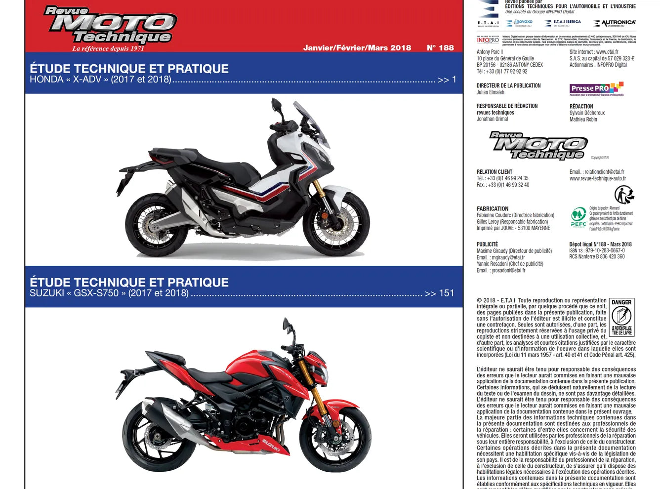 Honda X-ADV 750 (2017 - 2018) - Suzuki GSX-S 750 (2017 - 2018) - Revue Technique