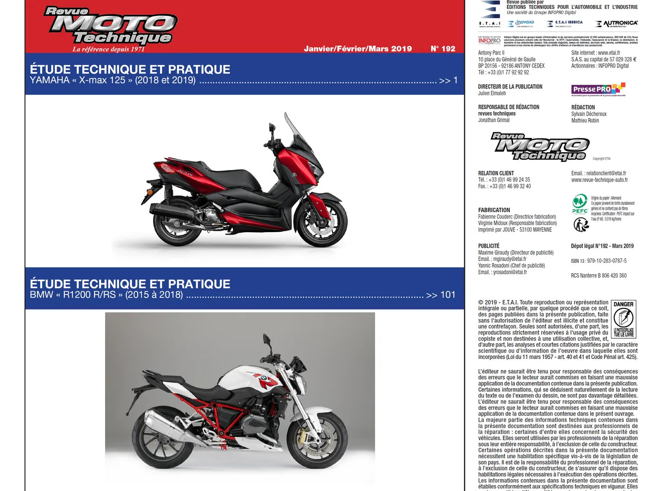 Yamaha X-Max 125 (2018 - 2019) - BMW R 1200 R/RS (2015 - 2018) - Revue Technique