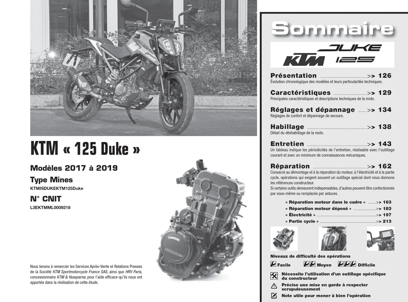 KTM 125 Duke (2017 - 2019) - Honda CB500 FA - XA (2016 - 2018) - Revue Technique