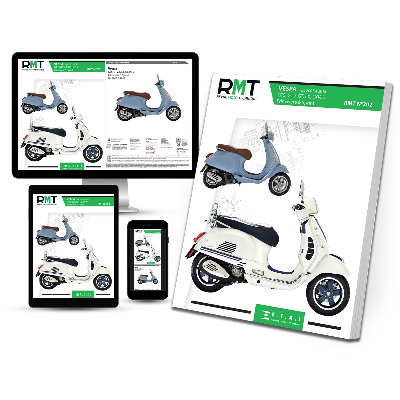 Vespa GTS, GTV, GT, LX, LXV, S, Primavera et Sprint (2005 - 2018) - Revue Technique