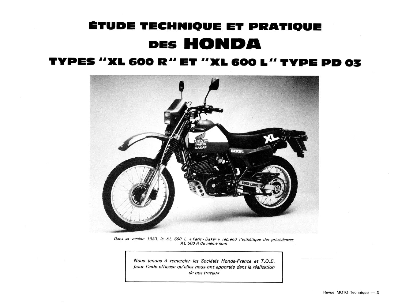 Honda XL 600 R et L (1983 - 1988) - Revue Technique