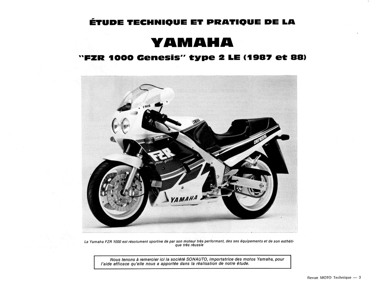 Yamaha FZR 1000 Genesis / Exup (1987 - 1993) - Revue Technique