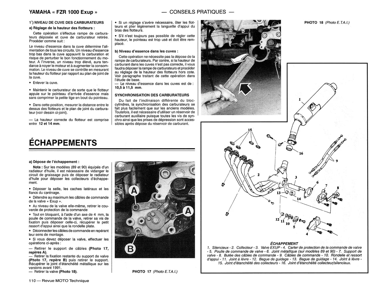 Yamaha FZR 1000 Genesis / Exup (1987 - 1993) - Revue Technique