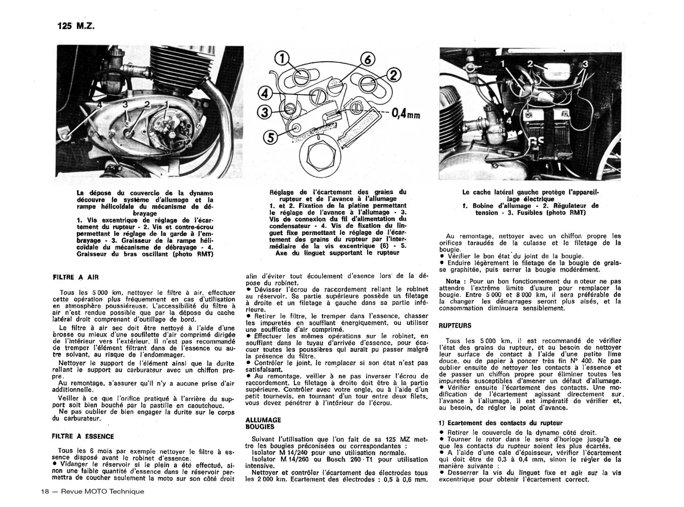 Honda CB 500 et 550 Four (1971 - 1978) - MZ 125 types ES, ETS et TS (1963 - 1980) - Revue Technique