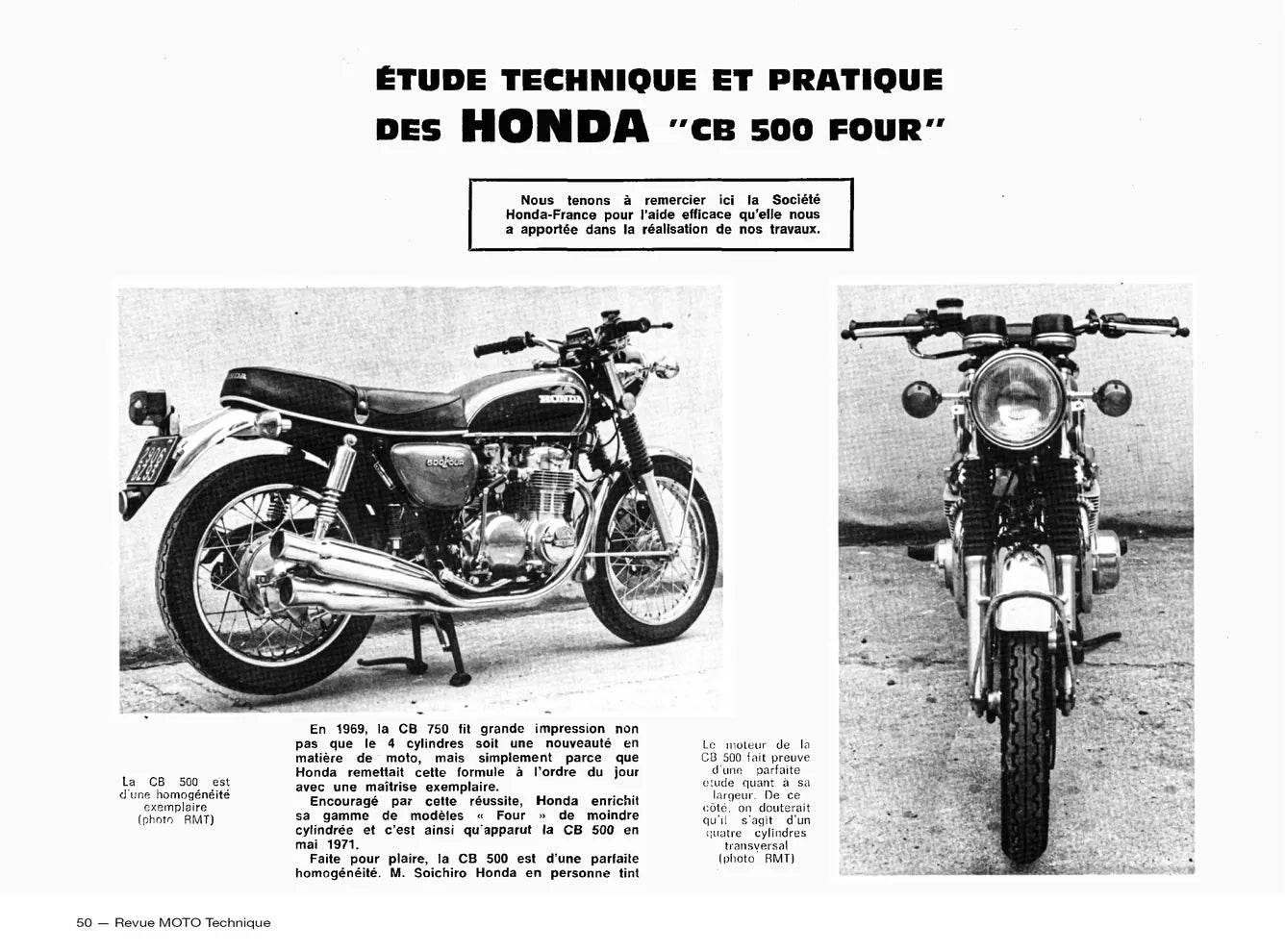 Honda CB 500 et 550 Four (1971 - 1978) - MZ 125 types ES, ETS et TS (1963 - 1980) - Revue Technique