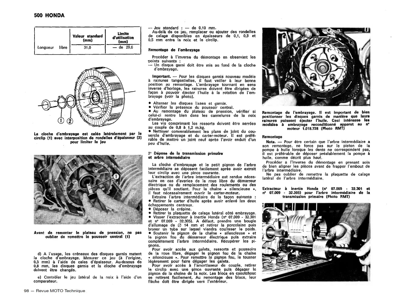 Honda CB 500 et 550 Four (1971 - 1978) - MZ 125 types ES, ETS et TS (1963 - 1980) - Revue Technique