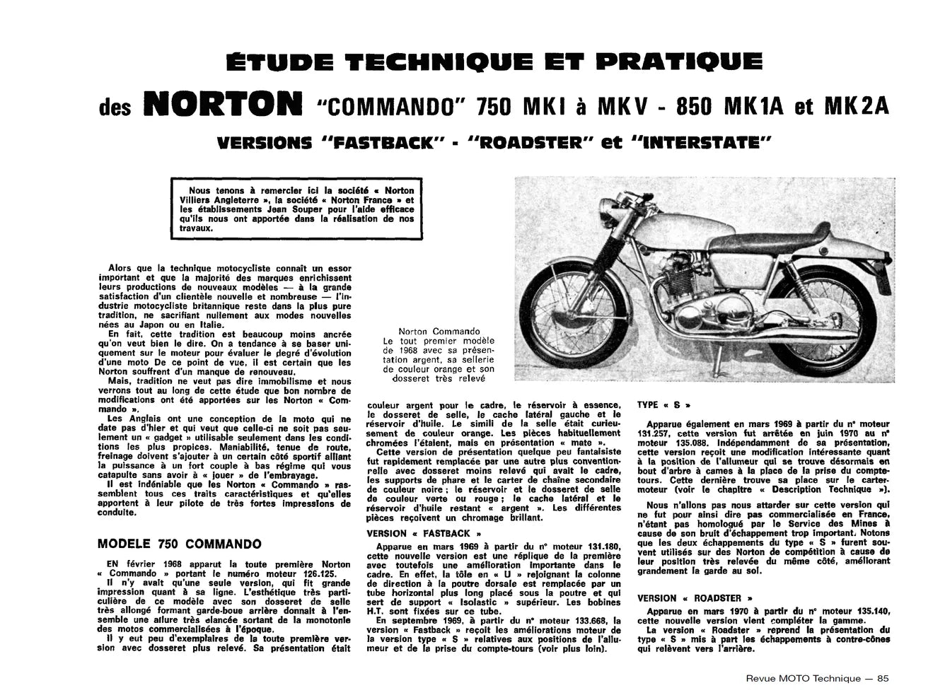 Honda CB 350 FOUR et CB 400 (1973 - 1979) - Norton Commando 750 et 850 (1968 - 1978) - Revue Technique