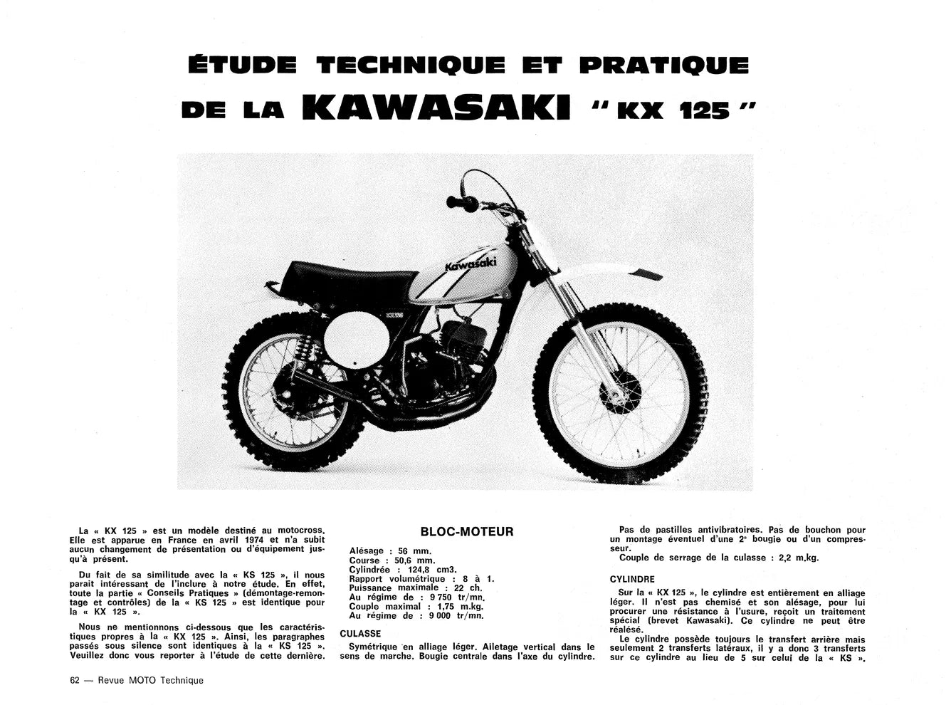 Kawasaki 125 KS / KX / KE / KH / KEA (1974 - 1985) - BMW Série 6 R60/75/90 (1974 - 1976) - Revue Technique