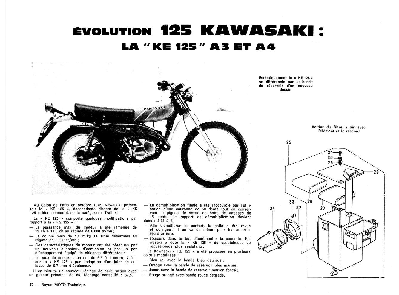 Kawasaki 125 KS / KX / KE / KH / KEA (1974 - 1985) - BMW Série 6 R60/75/90 (1974 - 1976) - Revue Technique