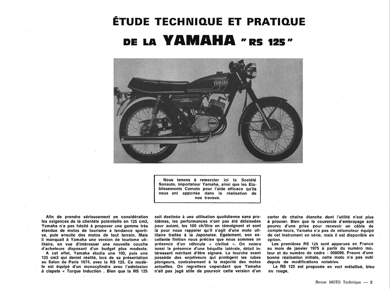 Yamaha RS 125 (1975 - 1981) et Moto Guzzi 750 / 850 / 1000 (1972 - 1982) - Revue Technique