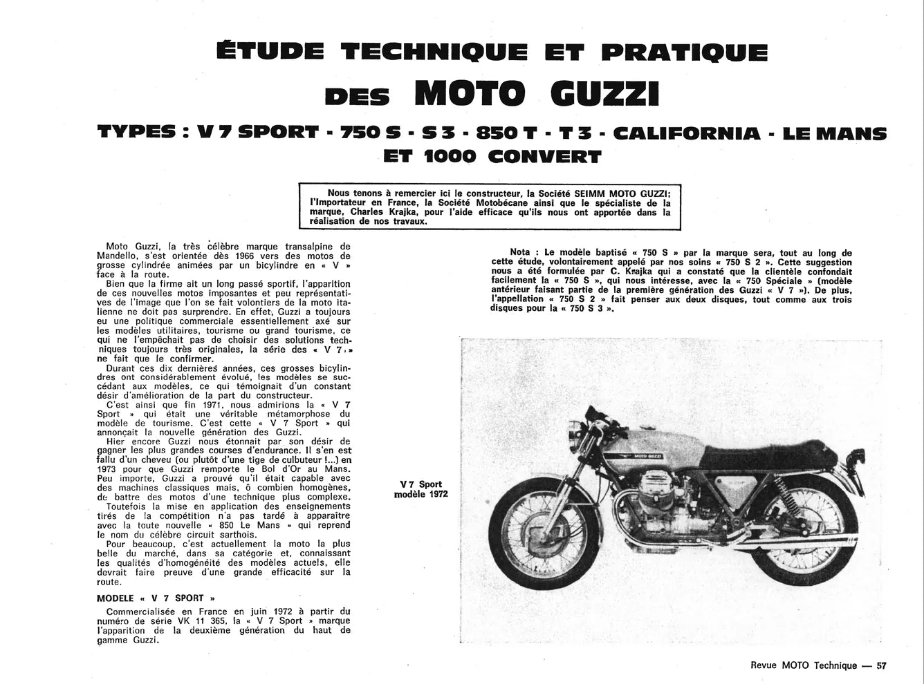 Yamaha RS 125 (1975 - 1981) et Moto Guzzi 750 / 850 / 1000 (1972 - 1982) - Revue Technique