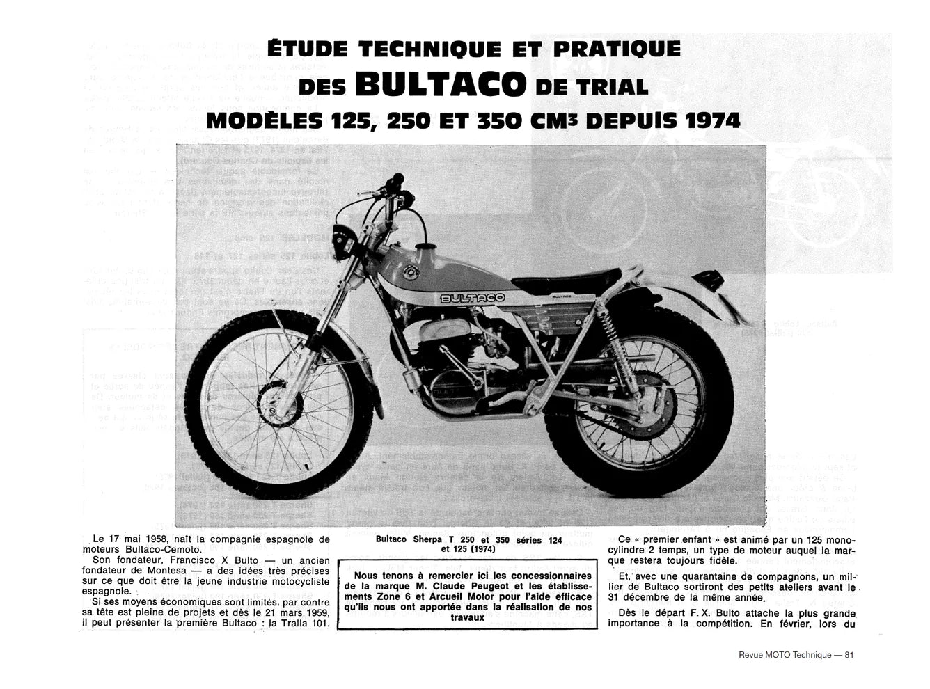 Honda CB 125 T (1977 - 1988) - Bultaco Lobito et Sherpa 125 / 250 / 350 (1973 - 1977)- Revue Technique