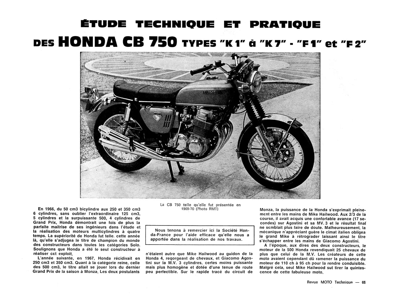 Peugeot 103-104-TSA-GL10 et GT10 (1971 - 1980) - Honda CB 750 K1 à K7 - F1 et F2 (1969 - 1978) - Revue Technique