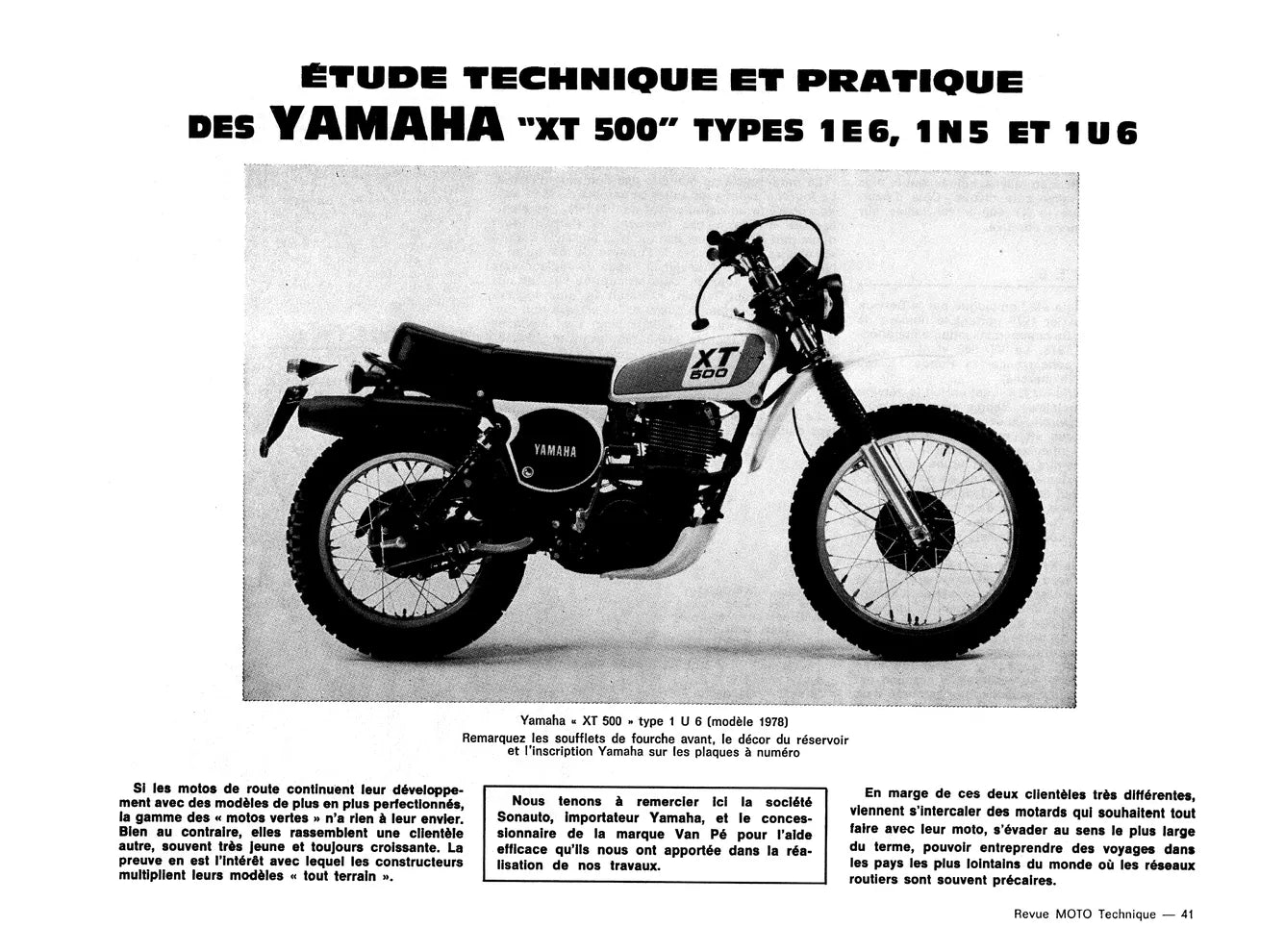 Minarelli moteurs P6 CS (1974) - Casalini Sulky 2 F (1977) - Yamaha 400 et 500 XT / SR (1976 - 1987) - Revue Technique