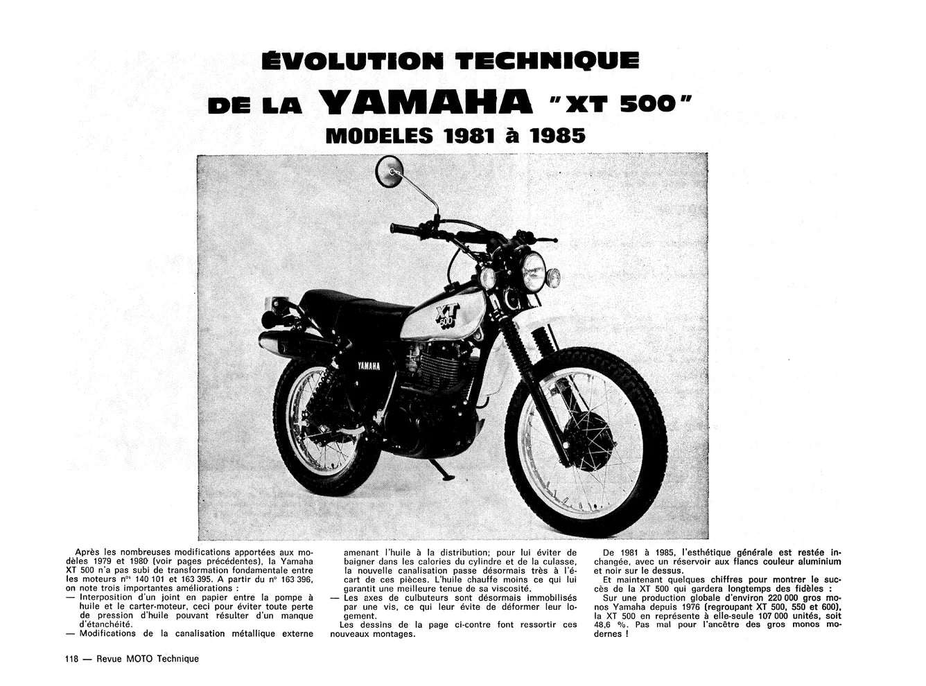 Minarelli moteurs P6 CS (1974) - Casalini Sulky 2 F (1977) - Yamaha 400 et 500 XT / SR (1976 - 1987) - Revue Technique
