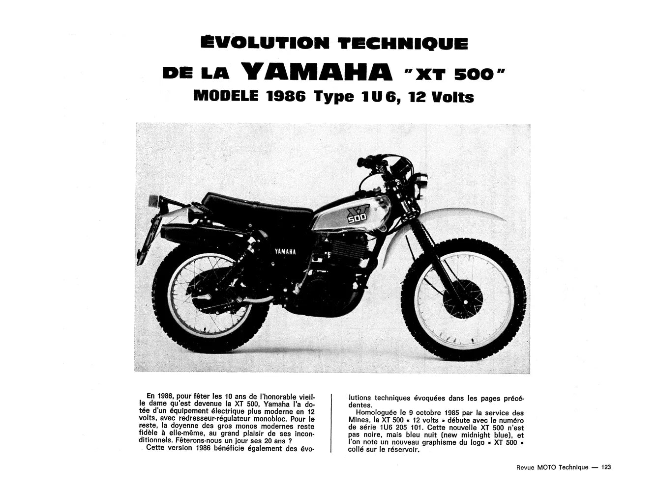 Minarelli moteurs P6 CS (1974) - Casalini Sulky 2 F (1977) - Yamaha 400 et 500 XT / SR (1976 - 1987) - Revue Technique