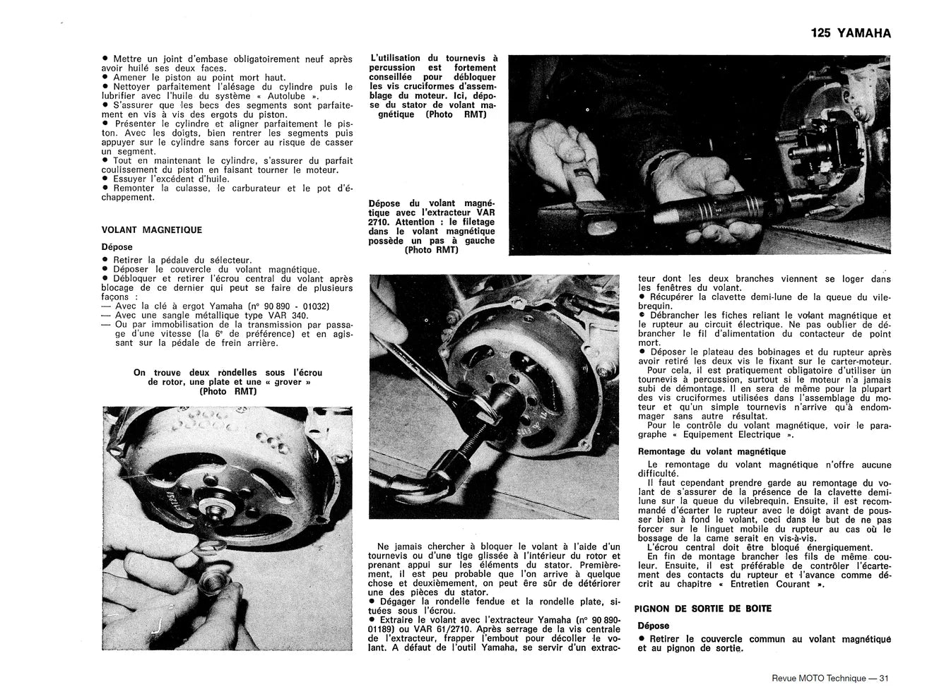 Yamaha DT 125 MX (1977 - 1991) - Kawasaki Z 650 (1977 - 1983) - Revue Technique