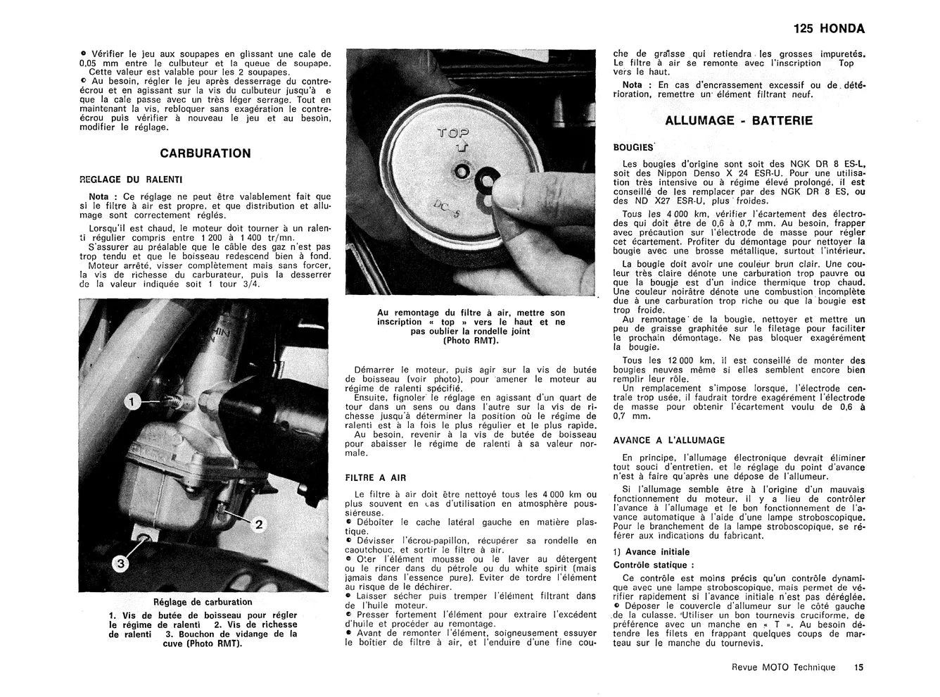 Honda XL / XR 125 (1978 - 1988) - Suzuki GS 750 (1976 - 1980) - Revue Technique