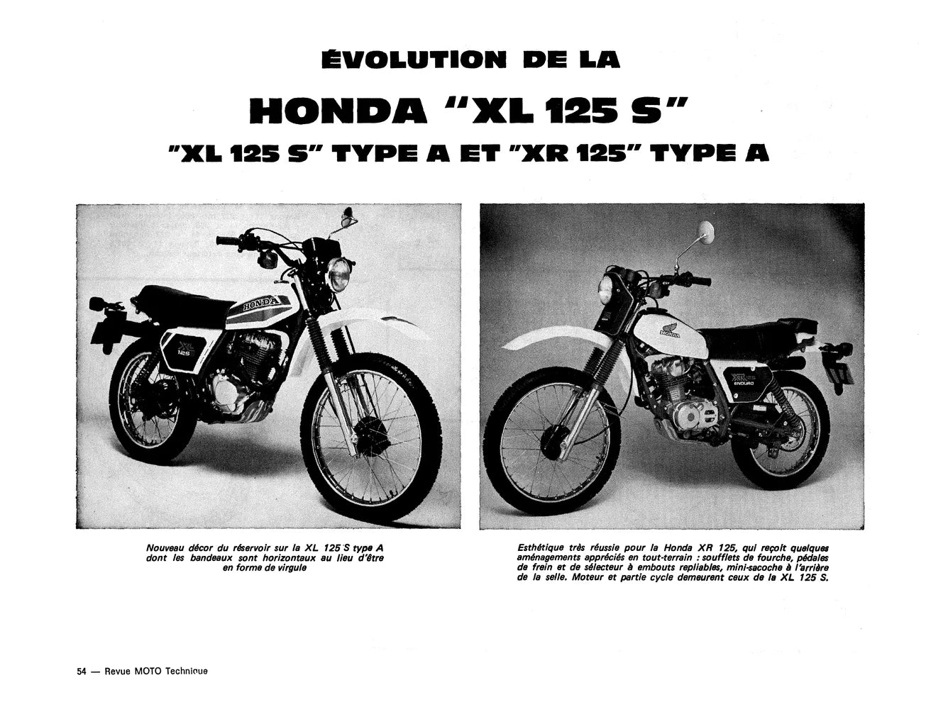 Honda XL / XR 125 (1978 - 1988) - Suzuki GS 750 (1976 - 1980) - Revue Technique